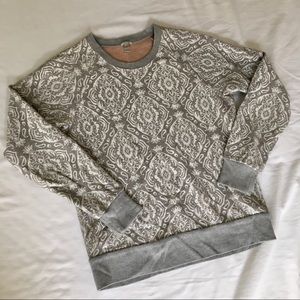 J. Crew Grey Patterned Crewneck Sweater